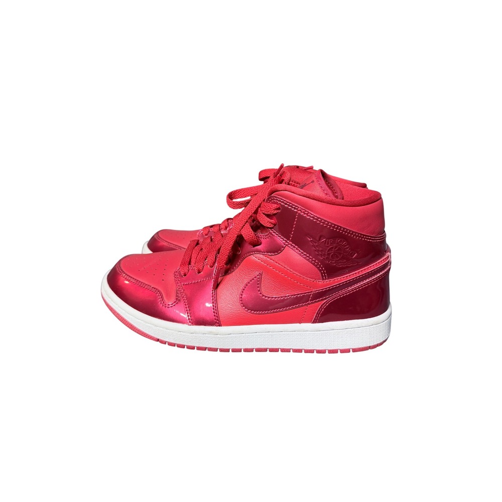 Nike Air Jordan 1 Mid Women Size 8.5 Pomegranate Red Metallic - Picture 6 of 9